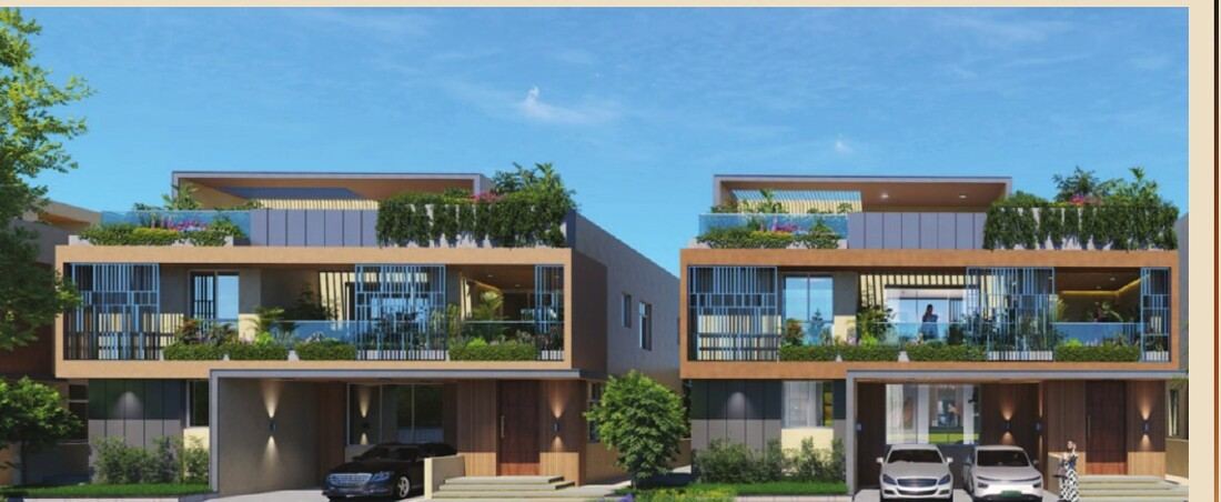 Ramky Shankarpally Villa twin elevation pair — 4 BHK luxury villas in Hyderabad